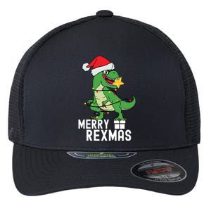 Christmas Dinosaur Merry Rexmas Tree Rex Christmas Gift Flexfit Unipanel Trucker Cap