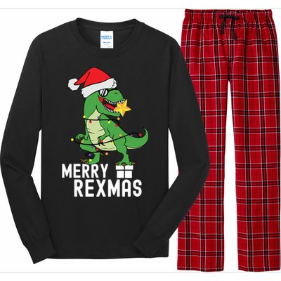 Christmas Dinosaur Merry Rexmas Tree Rex Christmas Gift Long Sleeve Pajama Set