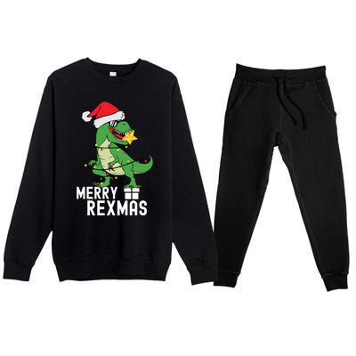 Christmas Dinosaur Merry Rexmas Tree Rex Christmas Gift Premium Crewneck Sweatsuit Set