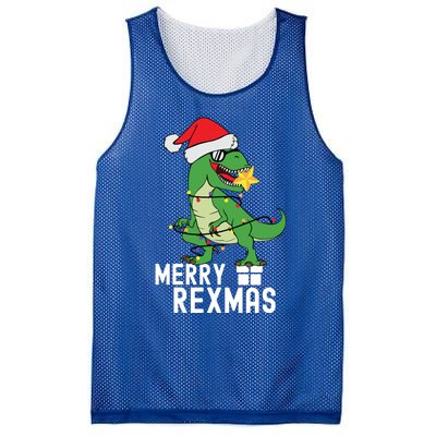 Christmas Dinosaur Merry Rexmas Tree Rex Christmas Gift Mesh Reversible Basketball Jersey Tank