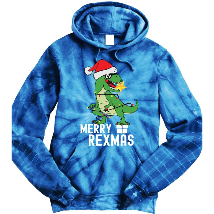 Christmas Dinosaur Merry Rexmas Tree Rex Christmas Gift Tie Dye Hoodie