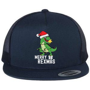 Christmas Dinosaur Merry Rexmas Tree Rex Christmas Gift Flat Bill Trucker Hat