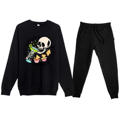 Chippin Dippin Margarita Sippin Skull Premium Crewneck Sweatsuit Set