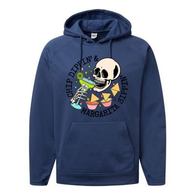 Chippin Dippin Margarita Sippin Skull Performance Fleece Hoodie