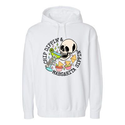 Chippin Dippin Margarita Sippin Skull Garment-Dyed Fleece Hoodie