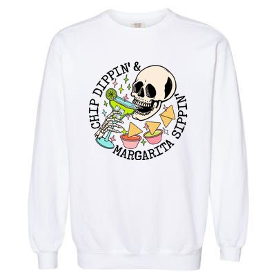 Chippin Dippin Margarita Sippin Skull Garment-Dyed Sweatshirt