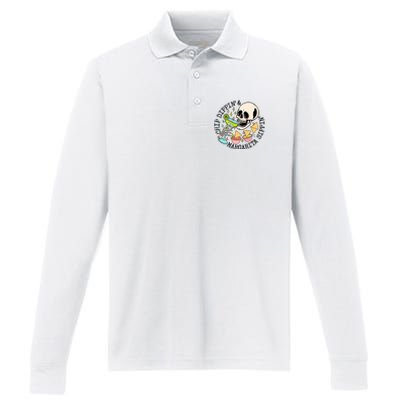 Chippin Dippin Margarita Sippin Skull Performance Long Sleeve Polo