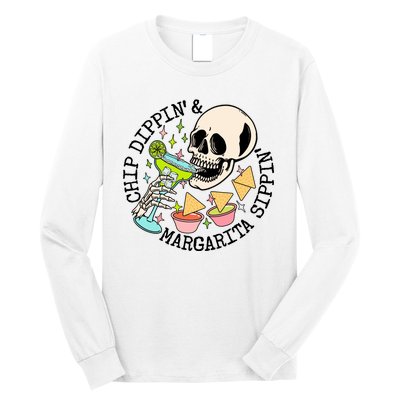 Chippin Dippin Margarita Sippin Skull Long Sleeve Shirt