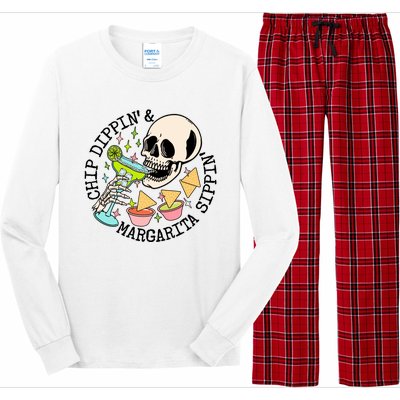 Chippin Dippin Margarita Sippin Skull Long Sleeve Pajama Set