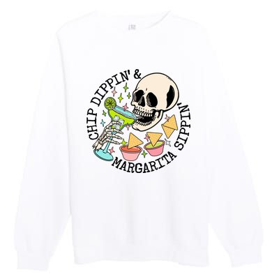 Chippin Dippin Margarita Sippin Skull Premium Crewneck Sweatshirt