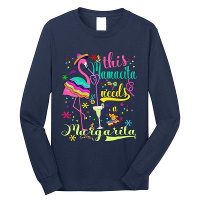 Cinco De Mayo Pink Flamingo Long Sleeve Shirt