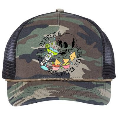 Chippin Dippin Margarita Sippin Skull Retro Rope Trucker Hat Cap