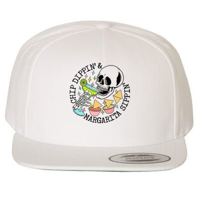 Chippin Dippin Margarita Sippin Skull Wool Snapback Cap