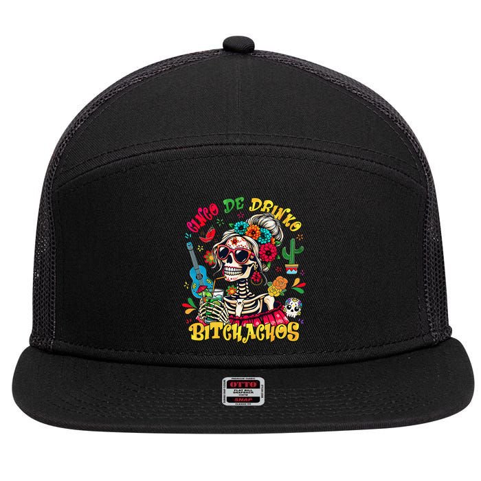 Cinco De Mayo Funny Mexican Party Cinco De Drinko 7 Panel Mesh Trucker Snapback Hat