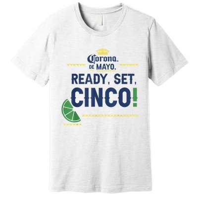 Cinco De Mayo. Corona De Mayo Ready Set Cinco. Graphic Lemon Premium T-Shirt