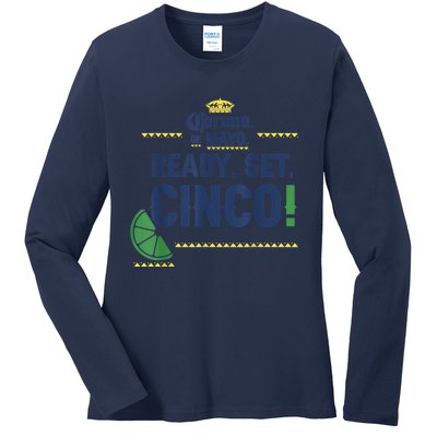 Cinco De Mayo. Corona De Mayo Ready Set Cinco. Graphic Lemon Ladies Long Sleeve Shirt