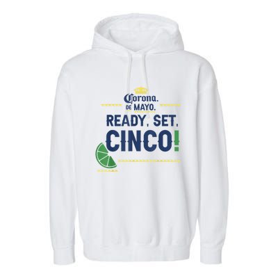 Cinco De Mayo. Corona De Mayo Ready Set Cinco. Graphic Lemon Garment-Dyed Fleece Hoodie