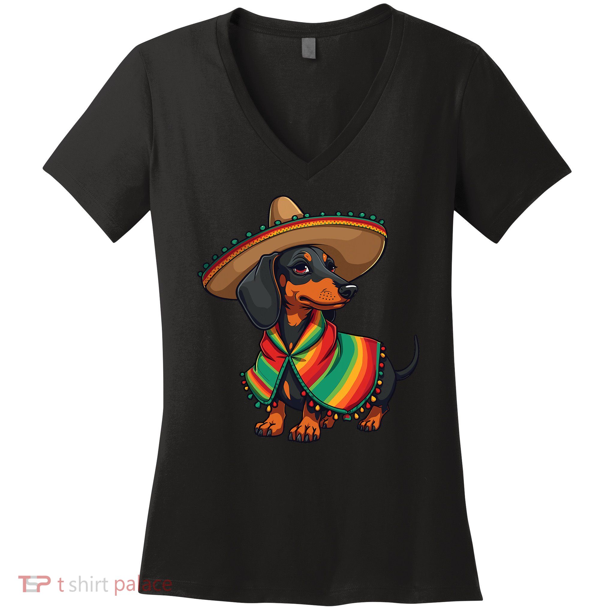 Cinco De Mayo S For Dog Lover Funny Mexican Hat Dog Women's V-Neck T-Shirt