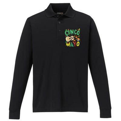 Cinco De Mayo Lets Fiesta Squad 5 De Mayo Mexican Fiesta Performance Long Sleeve Polo