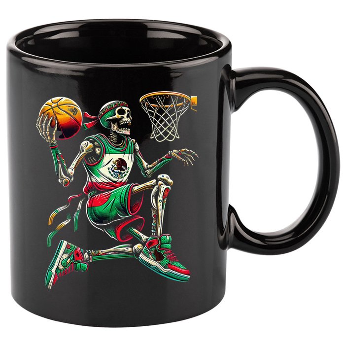 Cinco De Mayo 2025 Skeleton Play Basketball Sombrero Fiesta 11oz C Handle Ceramic Mug