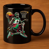 Cinco De Mayo 2025 Skeleton Play Basketball Sombrero Fiesta 11oz C Handle Ceramic Mug