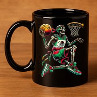 Cinco De Mayo 2025 Skeleton Play Basketball Sombrero Fiesta 11oz C Handle Ceramic Mug