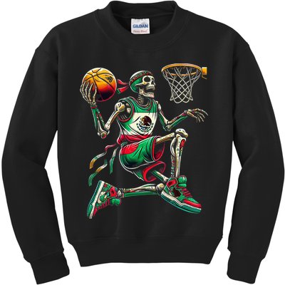 Cinco De Mayo 2025 Skeleton Play Basketball Sombrero Fiesta Kids Sweatshirt