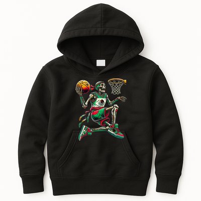 Cinco De Mayo 2025 Skeleton Play Basketball Sombrero Fiesta Kids Hoodie