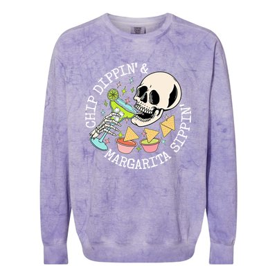 Chippin Dippin Margarita Sippin Skull Colorblast Crewneck Sweatshirt