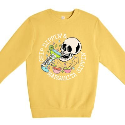 Chippin Dippin Margarita Sippin Skull Premium Crewneck Sweatshirt