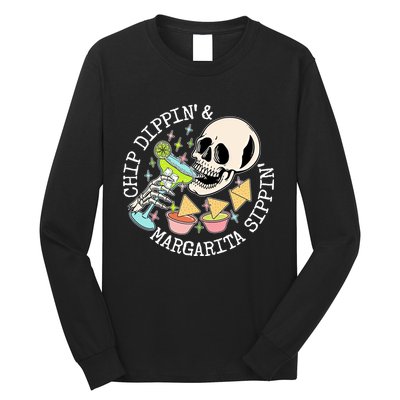 Chippin Dippin Margarita Sippin Skull Long Sleeve Shirt