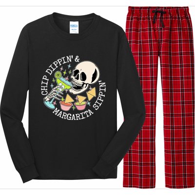 Chippin Dippin Margarita Sippin Skull Long Sleeve Pajama Set