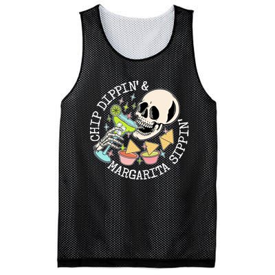 Chippin Dippin Margarita Sippin Skull Mesh Reversible Basketball Jersey Tank