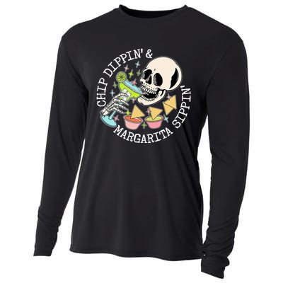 Chippin Dippin Margarita Sippin Skull Cooling Performance Long Sleeve Crew