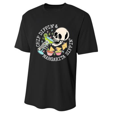 Chippin Dippin Margarita Sippin Skull Performance Sprint T-Shirt