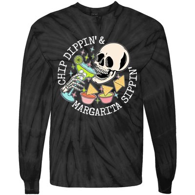 Chippin Dippin Margarita Sippin Skull Tie-Dye Long Sleeve Shirt