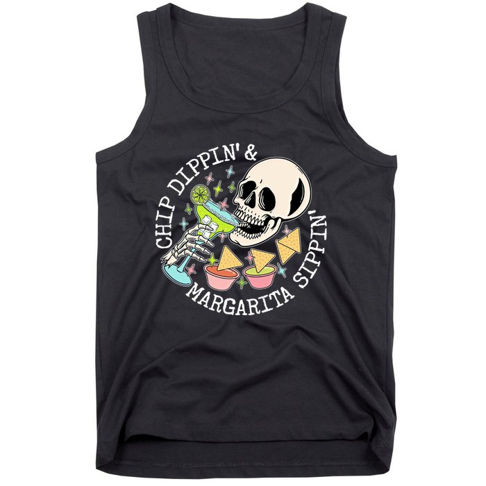 Chippin Dippin Margarita Sippin Skull Tank Top