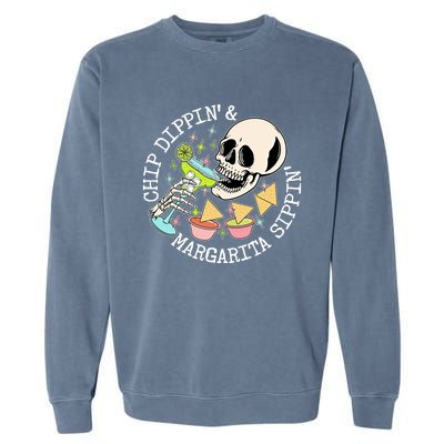 Chippin Dippin Margarita Sippin Skull Garment-Dyed Sweatshirt