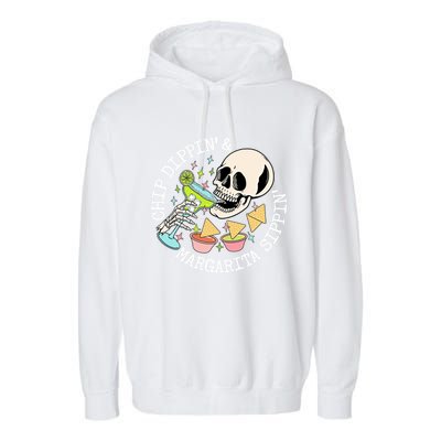 Chippin Dippin Margarita Sippin Skull Garment-Dyed Fleece Hoodie