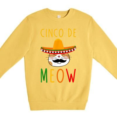 Cinco De Meow Tee Cinco De Mayo Mexico Cats Clothes Outfit Premium Crewneck Sweatshirt