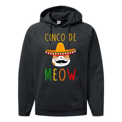 Cinco De Meow Tee Cinco De Mayo Mexico Cats Clothes Outfit Performance Fleece Hoodie