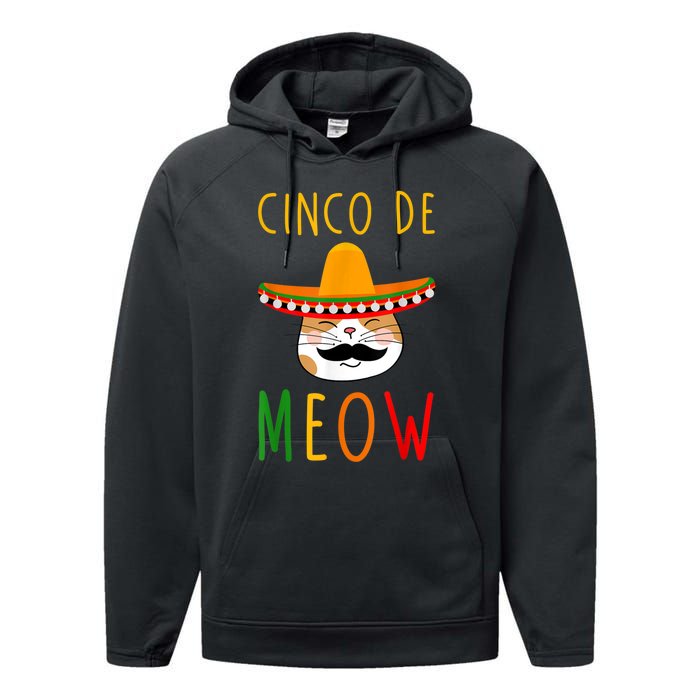 Cinco De Meow Tee Cinco De Mayo Mexico Cats Clothes Outfit Performance Fleece Hoodie