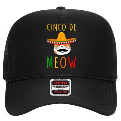 Cinco De Meow Tee Cinco De Mayo Mexico Cats Clothes Outfit High Crown Mesh Back Trucker Hat