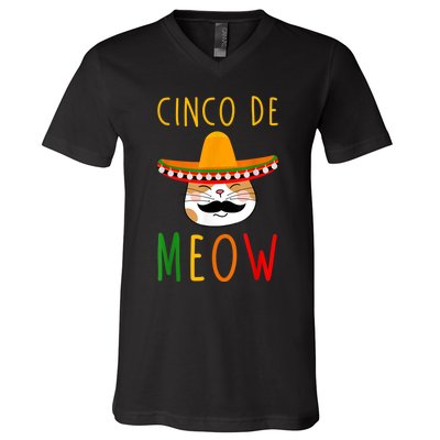 Cinco De Meow Tee Cinco De Mayo Mexico Cats Clothes Outfit V-Neck T-Shirt