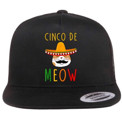 Cinco De Meow Tee Cinco De Mayo Mexico Cats Clothes Outfit Flat Bill Trucker Hat