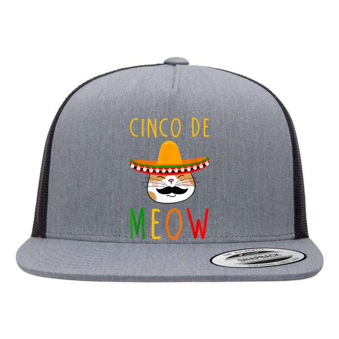 Cinco De Meow Tee Cinco De Mayo Mexico Cats Clothes Outfit Flat Bill Trucker Hat