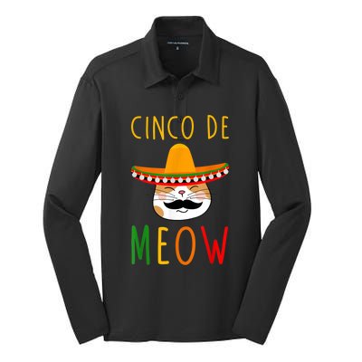 Cinco De Meow Tee Cinco De Mayo Mexico Cats Clothes Outfit Silk Touch Performance Long Sleeve Polo