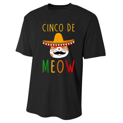 Cinco De Meow Tee Cinco De Mayo Mexico Cats Clothes Outfit Performance Sprint T-Shirt