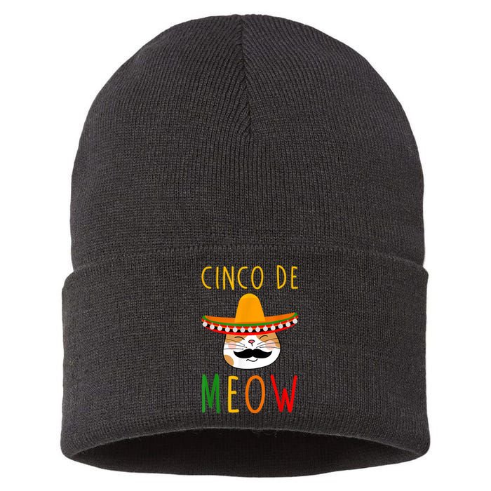 Cinco De Meow Tee Cinco De Mayo Mexico Cats Clothes Outfit Sustainable Knit Beanie