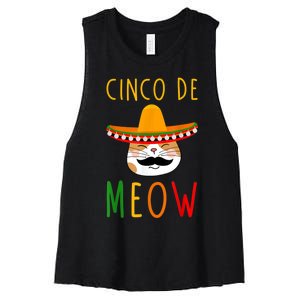 Cinco De Meow Tee Cinco De Mayo Mexico Cats Clothes Outfit Women's Racerback Cropped Tank